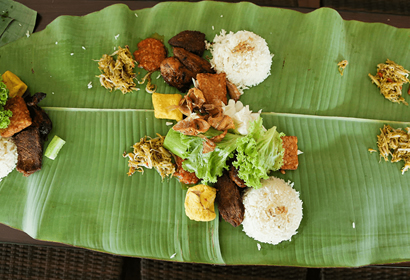 Sundanese Food on Banana Leaf